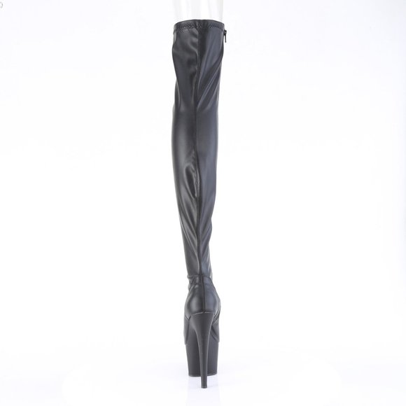 Pleaser Adore 3011 Black PU Leather Platform Thigh High Boots - Picture 2 of 5